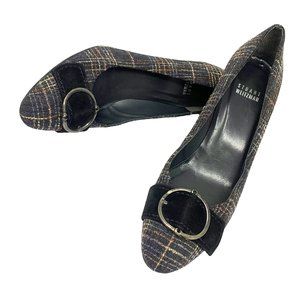 STUART WEITZMAN 4009424 Gray Tweed‎ Black Suede Pumps